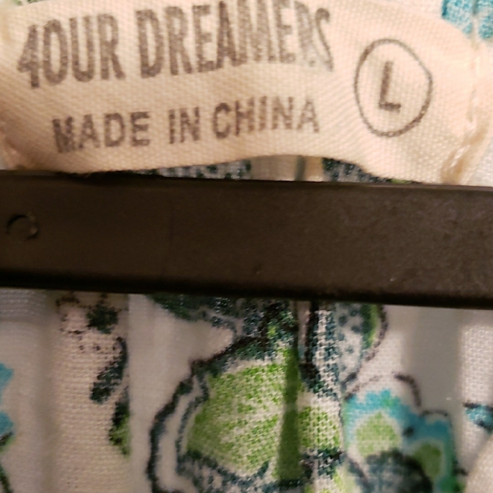 Floral Blouse with Blue and Green Pattern